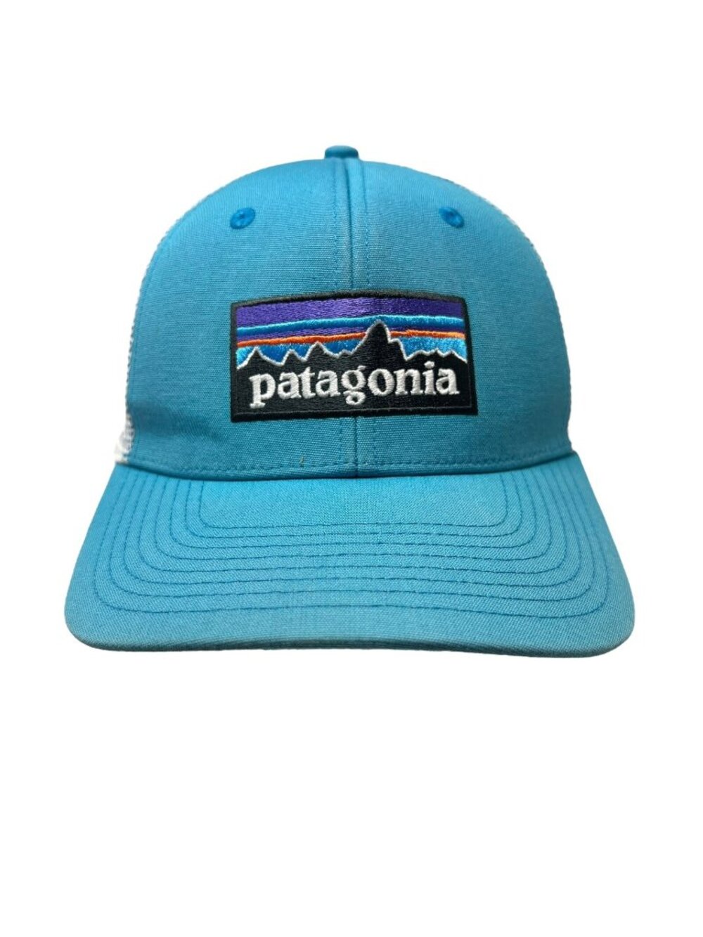 Patagonia Mesh Trucker Snapback Hat Cap Classic Patch Logo Mt. Fitz Roy Blue